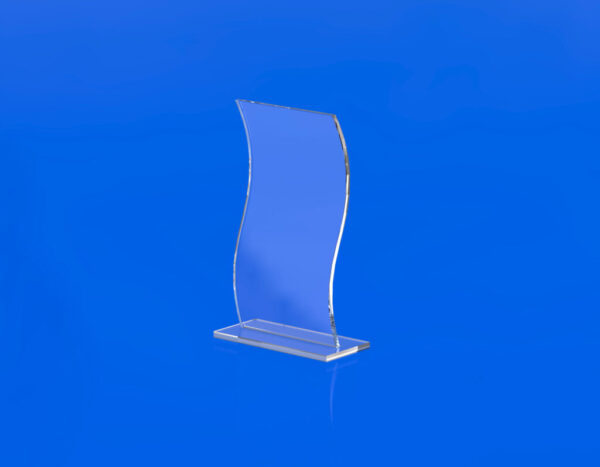szklana statuetka TD1 z grawerem 3D w kształcie fali, ze szkła 6mm, szklana nagroda, szklana pamiątka