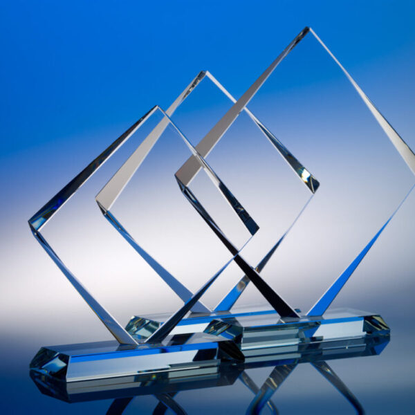 Glass award Rhombus on a stand