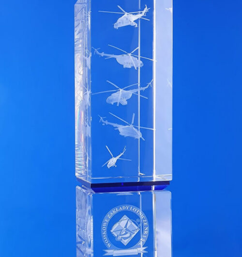 Prestiżowa bryła ze szkła kryształowego 270x80x80mm, grawer 3D