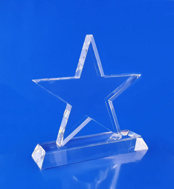 statuetka gwiazda z grawerem 3D, szklana nagroda w kształcie gwiazdy dla najlepszych sprzedawców, Trofeum Gwiazda Sportu