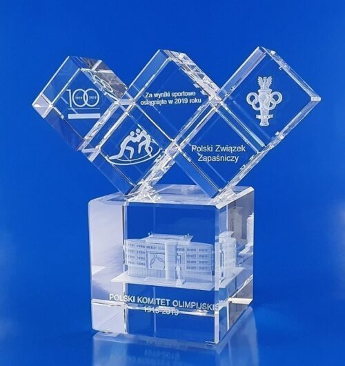 Statuetka połączenie szkła kryształowego grawer 3D