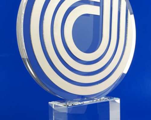 Artistic award for the city of Opole. The combination of crystal glass and steel