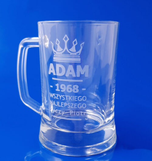 kufel szklany 400ml z piaskowaniem artystycznym