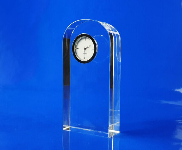 zegar szklany Diamond z grawerem 3D, logo, budynek, ratusz, szklany prezent ze zdjęciem z dedykacją