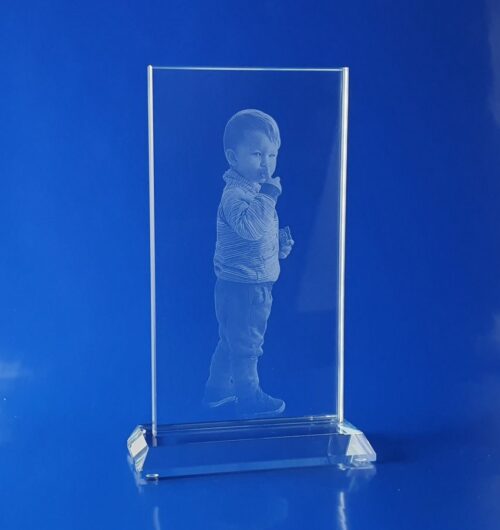 Grawerowane zdjęcie wewnątrz szkła statuetka TS.