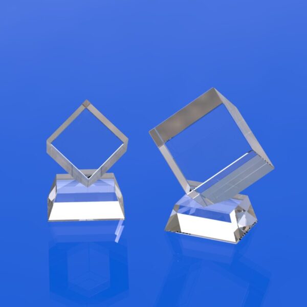 Glass award Rotated cube on a stand