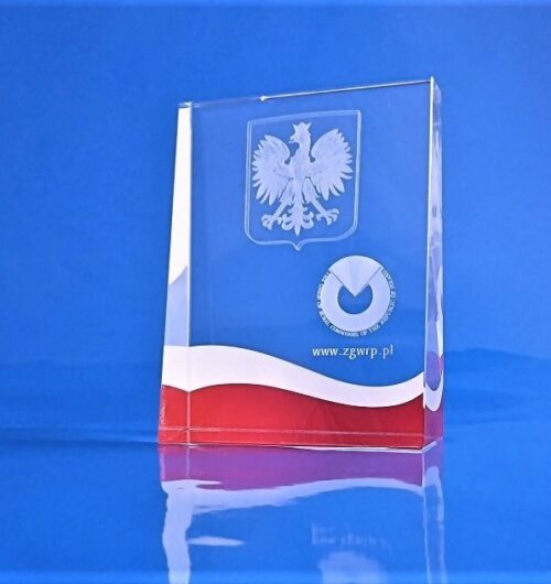 statuetka dla ZGWRP połącznie grawerowania w 3D z nadrukiem UV cgw105