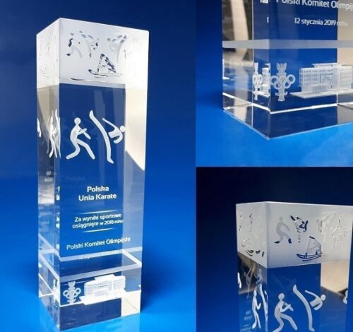 Nagroda artystycznie zdobiona PKOL połączenie artystycznego piaskowania z grawerem 3D