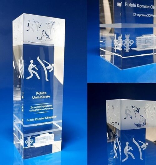 Nagroda artystycznie zdobiona PKOL połączenie artystycznego piaskowania z grawerem 3D
