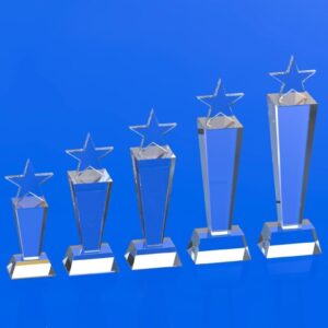 Statuetki biznesowe prestiżowa kryształowa nagroda z gwiazdą, Statuetka Gwiazda dostępna w 5 wielkościach Grawer 3D