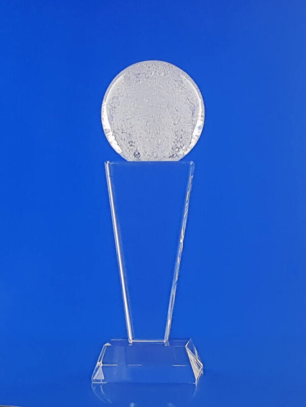 glass award with snowball, elegant award for christmas, snowball award for employees, glass statuette, business gift statuette