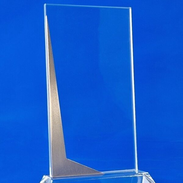 glass award with metal with engraving your logo and text