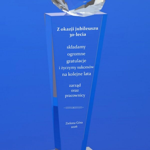 Szklana statuetka z diamentem z grawerem 3D – prestiżowe trofeum biznesowe Diamenty Biznesu