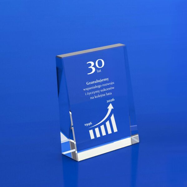 Szklana statuetka na Jubileusz Firmy – symbol 30 lat rozwoju